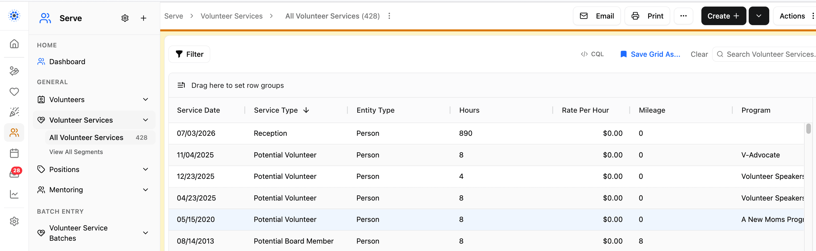 Volunteer Services and Positions