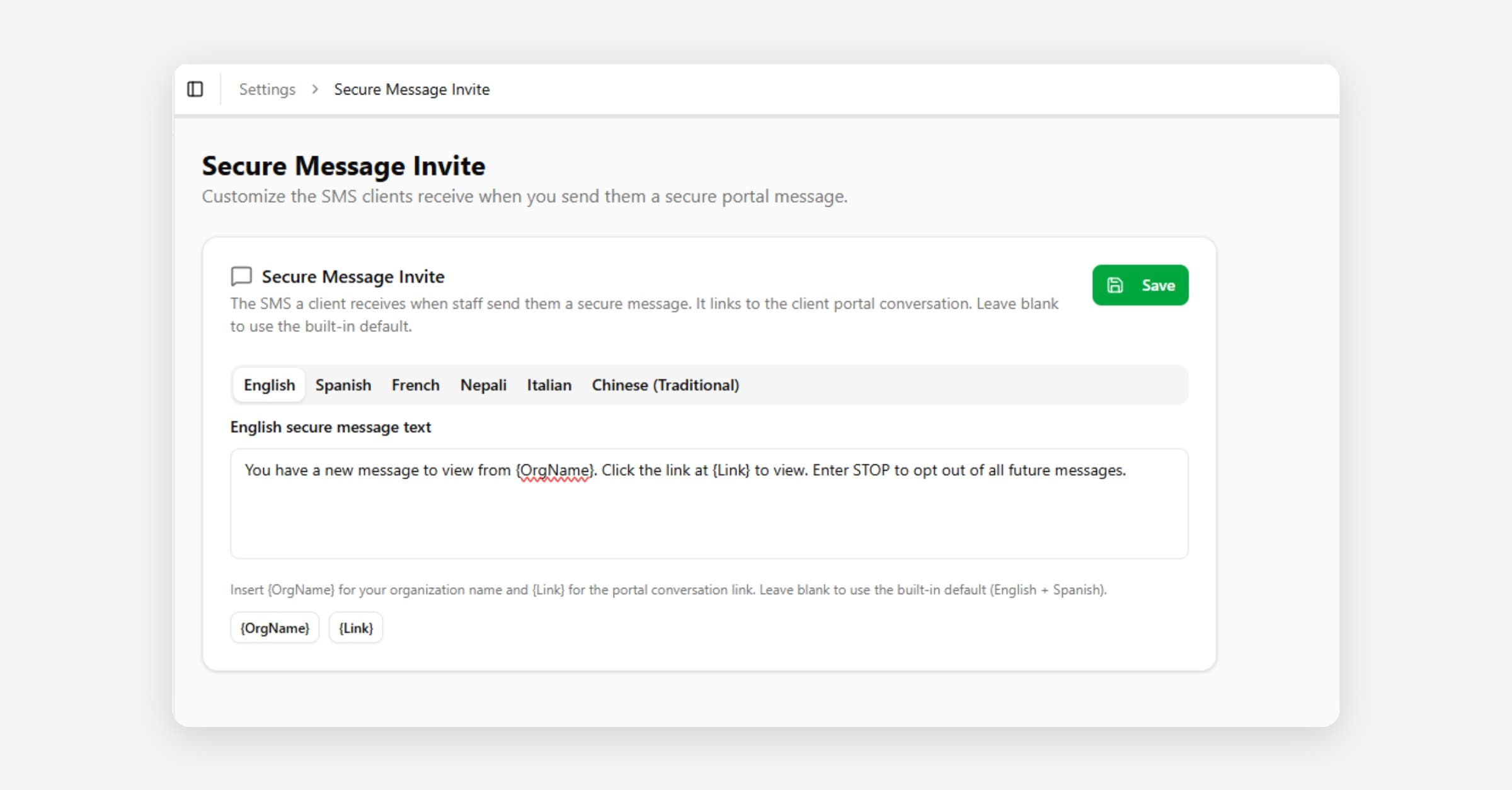 Customizing the Secure Message Invite